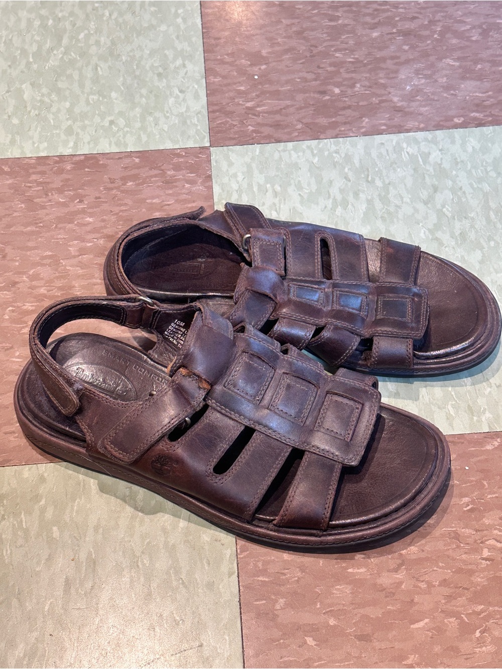 Timberland Men's Dark Brown Leather Fisherman Sandals